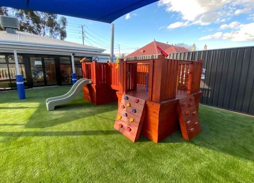 Children's outdoor climbing and adventure play space at Anderson Road childcare